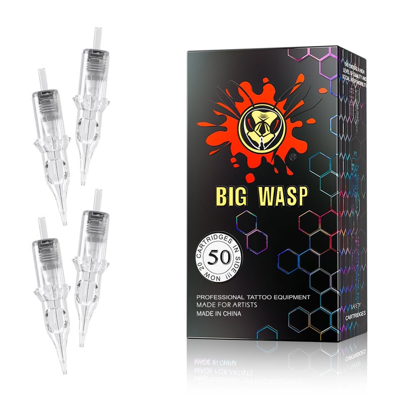 BIGWASP بيغ واسب (الجيل الرابع) 50 قطعة من إبر الوشم القابلة للتصرف متنوعة الشكل دائرية 3RL 5RL 7RL 9RL 11RL (#10 باج بن RL) - Image 1